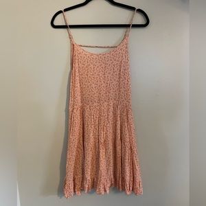 Boho Pink Dress with White Floral designs. Size:Med